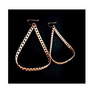 Gold Chain Link Statement Hoop Earrings